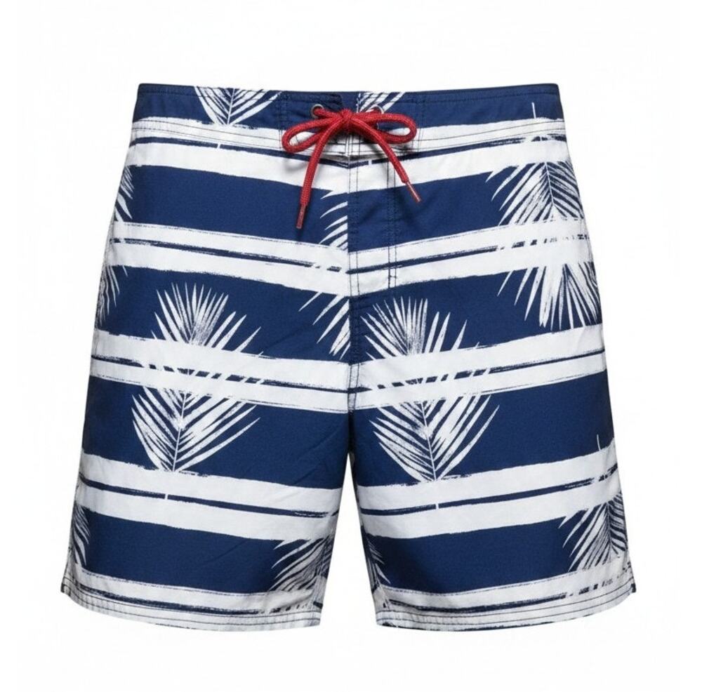 ands' End Men's Large Board Shorts Swim Trunks White and Blue
